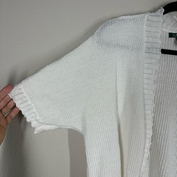 Lauren Ralph Lauren Linen Cotton Blend Cropped Cacoon Cardigan Feminine One Size - Picture 2 of 6
